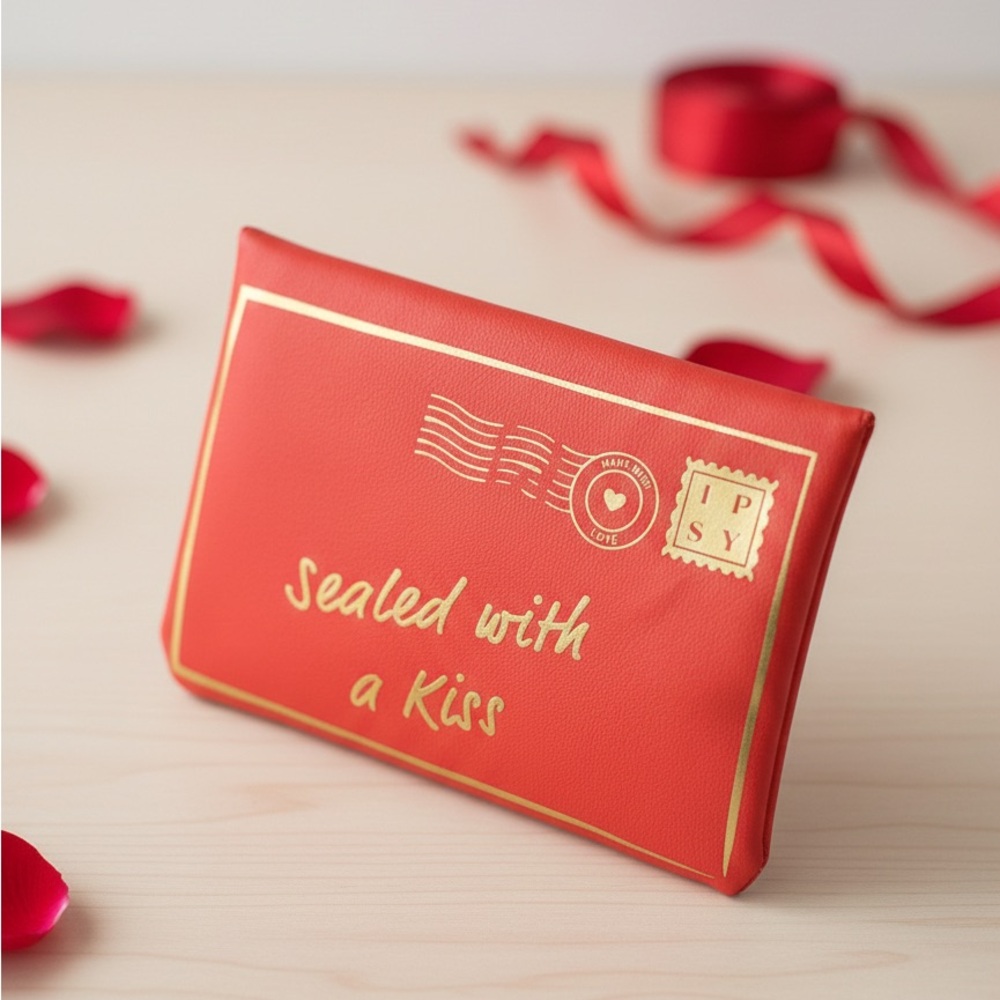 ipsy Red Envelope Sealed with a Kiss Red Collectible Makeup Bag
